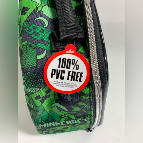 MINECRAFT CREEPER Thermos® Kids PVC-Free Insulated Lunch Box Tote Bag NWT - Picture 3 of 7
